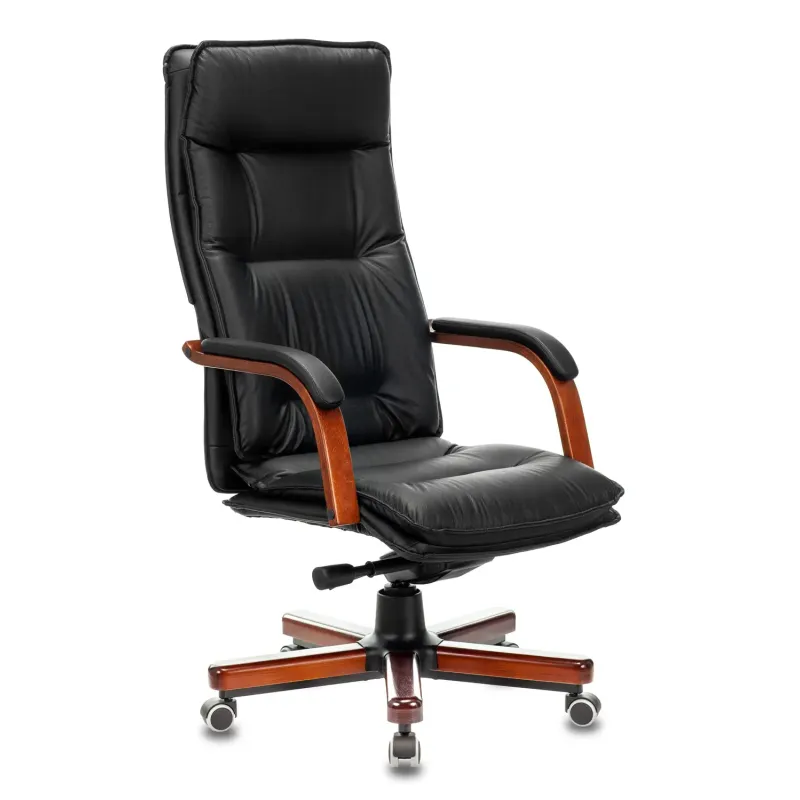 Кресло руководителя Бюрократ T-9927WALNUT/BLACK черный кожа крестовина дерево главное фото