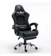 Игровое кресло  "Dexter GM-135", подножка, две подушки, экокожа, черное, 532800